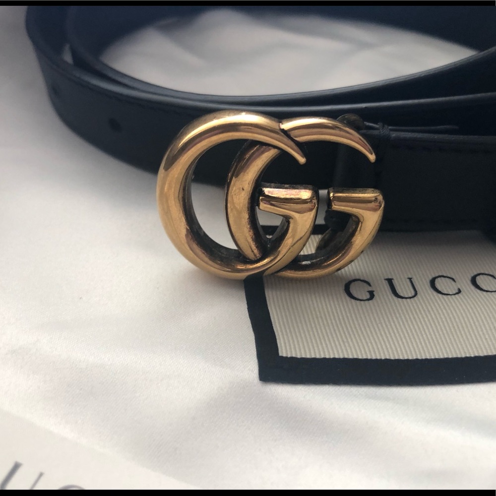 Authentic Gucci Black Thin Marmont Belt - Picture 2 of 7